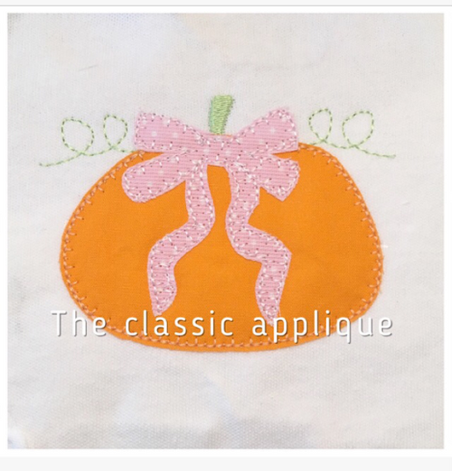 Pumpkin with bow applique Pumpkin with bow applique