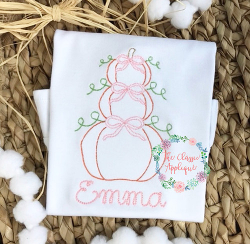 Pumpkin stack with bows vintage stitch Pumpkin stack with bows vintage stitch