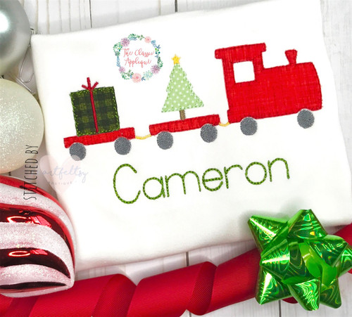 Christmas train blanket stitch applique