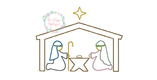 Nativity vintage stitch embroidery design Nativity vintage stitch embroidery design