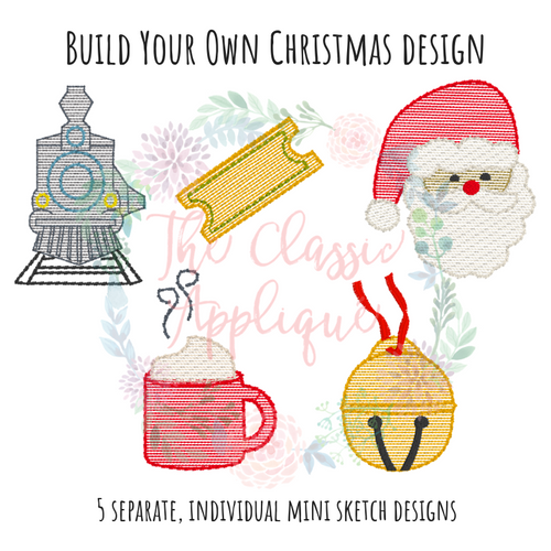 5 separate, individual Christmas train mini sketch fill designs 5 separate, individual Christmas train mini sketch fill designs