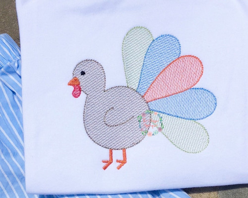Turkey sketch fill embroidery Turkey sketch fill embroidery