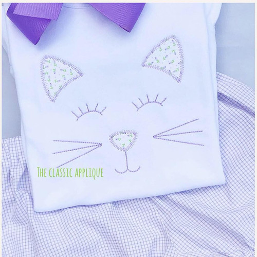 Kitty cat face zig zag applique Kitty cat face zig zag applique