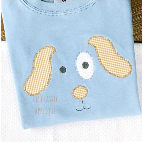 Puppy dog face zig zag applique Puppy dog face zig zag applique