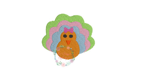 Turkey with bow mini fill embroidery Turkey with bow mini fill embroidery