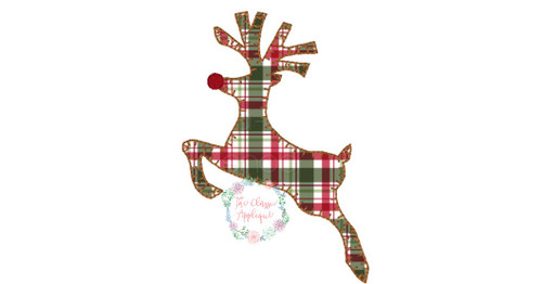 Rudolph the red nose reindeer silhouette blanket stitch applique ...