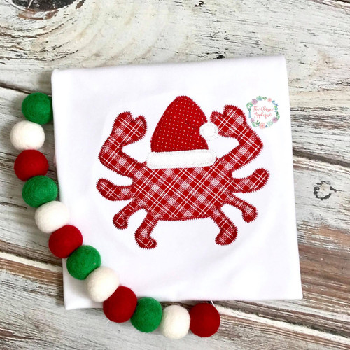 Crab with Santa hat zig zag applique Crab with Santa hat zig zag applique