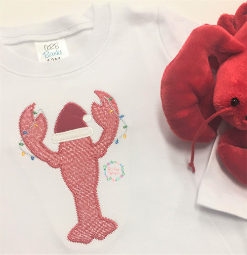 Crawfish with Santa hat zig zag applique Crawfish with Santa hat zig zag applique