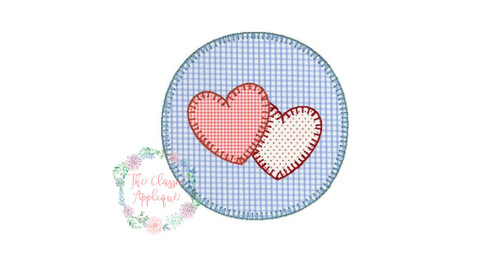Circle patch with hearts blanket stitch applique Circle patch with hearts blanket stitch applique