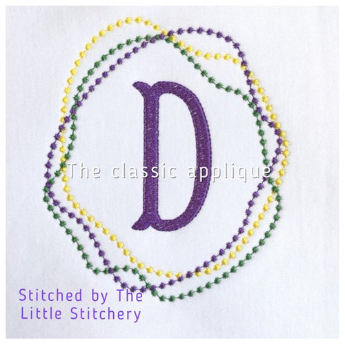Mardi Gras beads monogram frame embroidery design Mardi Gras beads monogram frame embroidery design