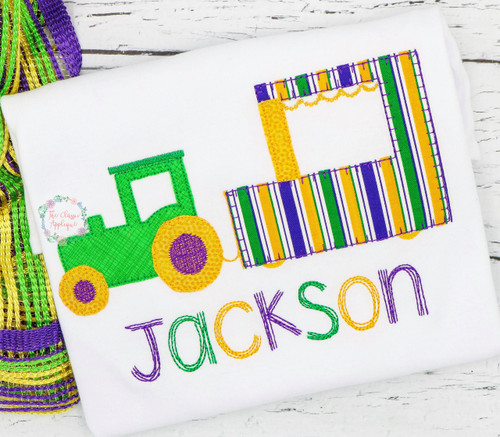 Tractor with float blanket stitch applique