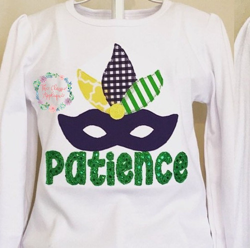 Mardi Gras mask with feathers blanket stitch applique Mardi Gras mask with feathers blanket stitch applique