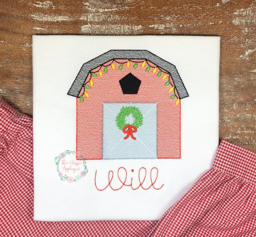 Christmas barn sketch fill machine embroidery design Christmas barn sketch fill machine embroidery design