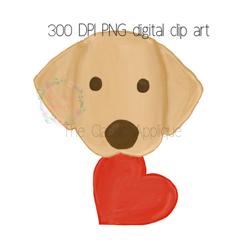 Puppy dog with heart watercolor clip art file Puppy dog with heart watercolor clip art file