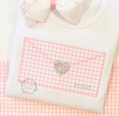 Envelope with heart zig zag applique Envelope with heart zig zag applique