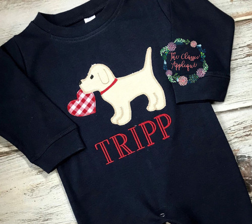 Puppy with heart zig zag applique Puppy with heart zig zag applique