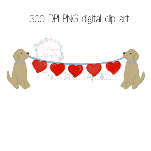 Dogs holding hearts watercolor clip art file Dogs holding hearts watercolor clip art file