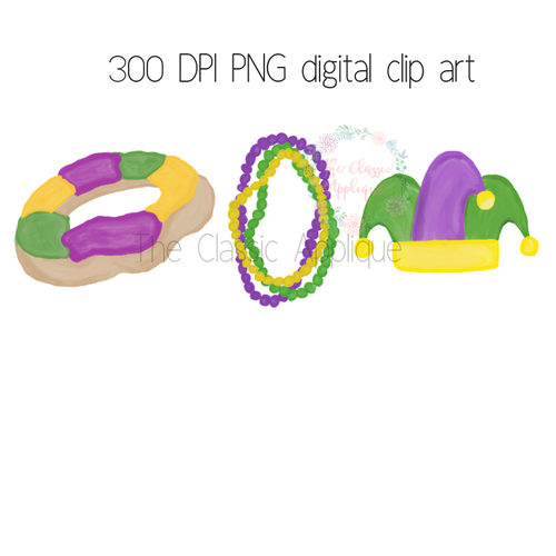 Mardi Gras Tree and Ladder Chairs Watercolor Printable PNG