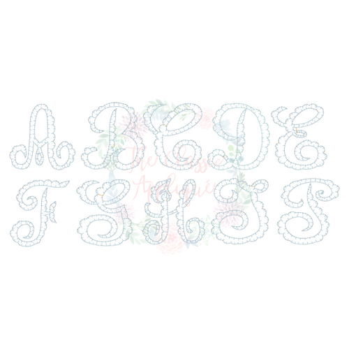 bliss scallop applique monogram blanket stitch machine embroidery design file by the classic applique