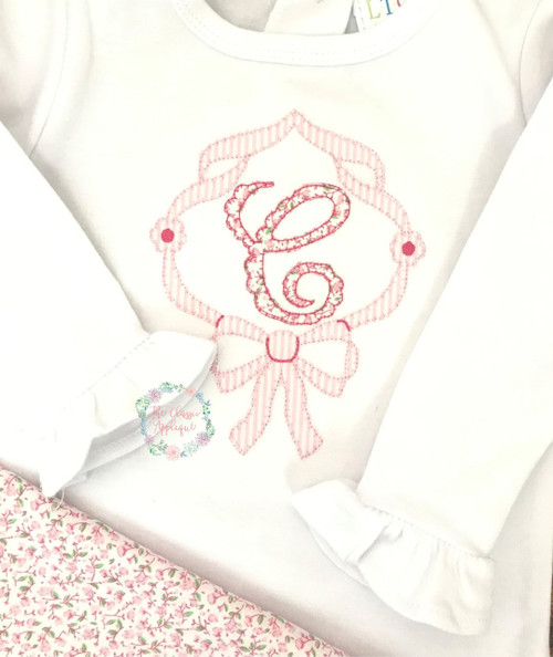 Bow and floral applique monogram frame Bow and floral applique monogram frame