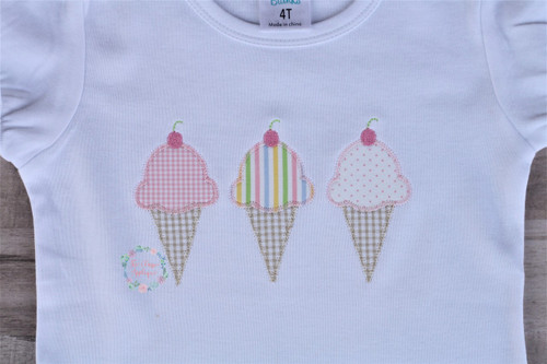 Ice Cream cone trio zig zag applique Ice Cream cone trio zig zag applique