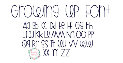 Growing Up vintage stitch font Growing Up vintage stitch font