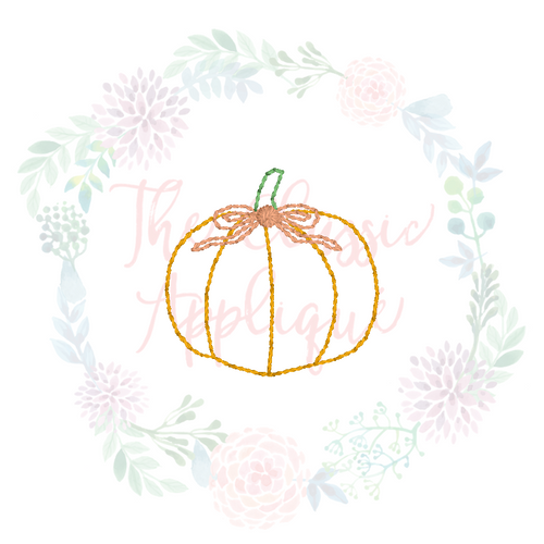 Pumpkin with bow MINI vintage stitch embroidery design Pumpkin with bow MINI vintage stitch embroidery design
