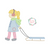 Girl pulling sled sketch fill design Girl pulling sled sketch fill design