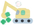 Excavator scooping shamrocks Excavator scooping shamrocks