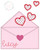Envelope with hearts zig zag applique Envelope with hearts zig zag applique