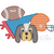 Football equipment with dog sketch fill