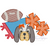 Football equipment with dog pom poms sketch fill