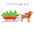 Dog pulling Christmas tree in sled watercolor digital clip art file