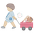 Boy pulling baseball wagon sketch fill