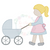 Girl pushing carriage sketch fill embroidery design Girl pushing carriage sketch fill embroidery design