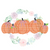 Pumpkins in a row with bows and rosette