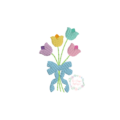 Tulip Flower Flowers Spring Mini Monogram Add on Machine Embroidery Design