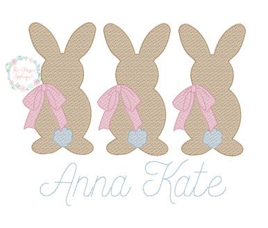 Bunny Rabbit - Hare - Pink Bow - Iron on Applique/ Embroidered