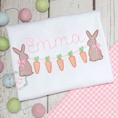 Easter Bunny Carrot Egg Blanket Stitch Applique Embroidery Design 5x7 6x10 8x8 8x12