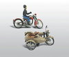 Motorcycles w/Side Cars (Cast Metal Kit)