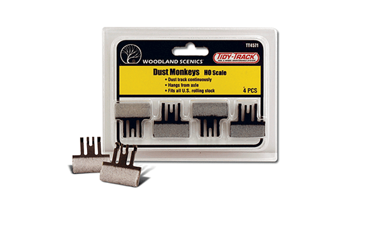 Dust Monkeys(TM) Axle-Mounted Track Cleaner Pads -- Tidy Track(TM) pkg(4)