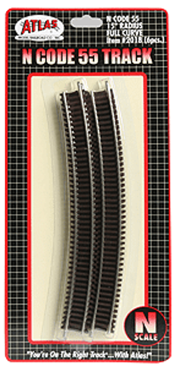 Code 55 Track w/Nickel-Silver Rail & Brown Ties -- 15&quot; Radius Full Curve pkg(6)