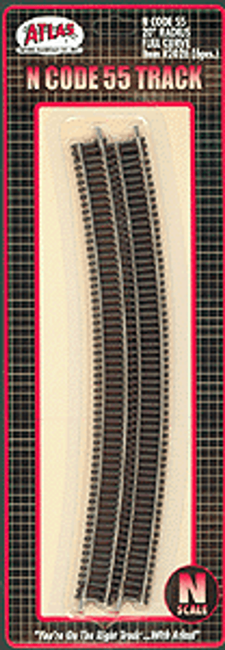 Code 55 Track w/Nickel-Silver Rail & Brown Ties -- 20&quot; Radius Full Curve pkg(6)