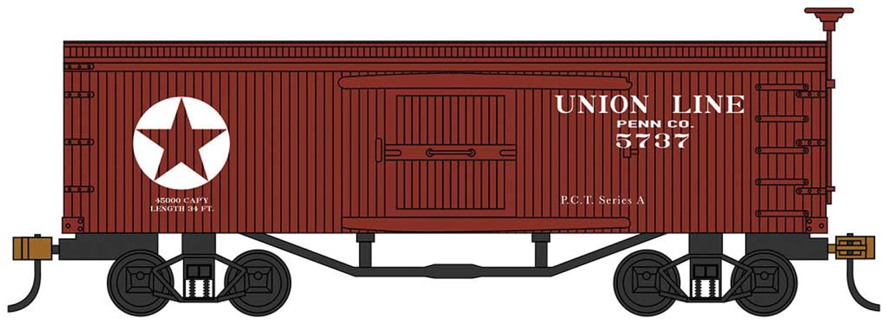 34' Old-Time Wood Boxcar - Ready to Run - Silver Series(R) -- Union Line (Boxcar Red, Star Logo)