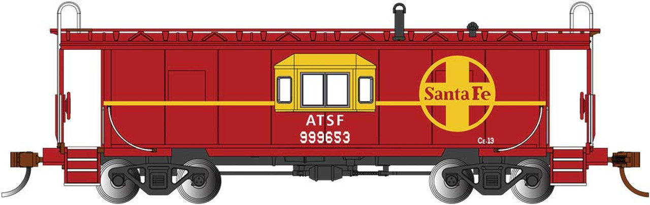 Steel Bay-Window Caboose - Ready to Run -- Santa Fe (red, yellow, Large Logo)