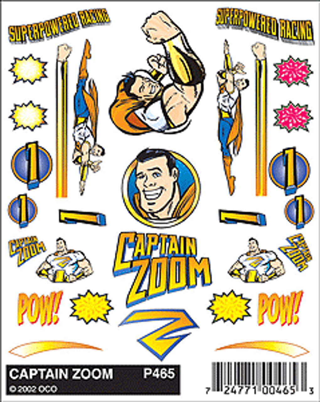 PineCar(R) Stick-On Decals -- Captain Zoom