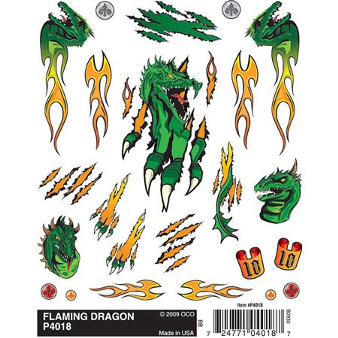 Dry Transfer Decals, Flaming Dragon