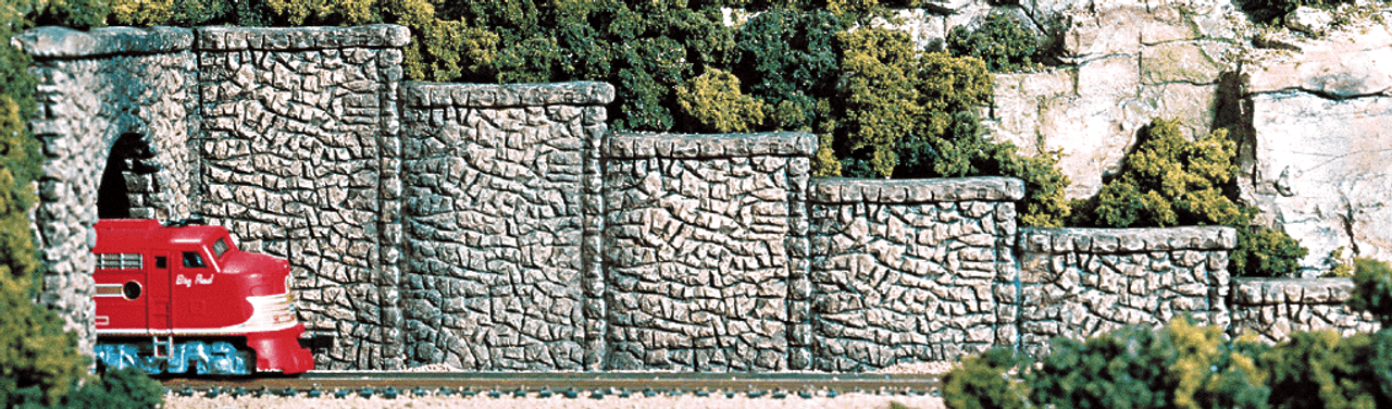 Retaining Walls pkg(6; Unpainted Hydrocal(R) Castings) -- Random Stone