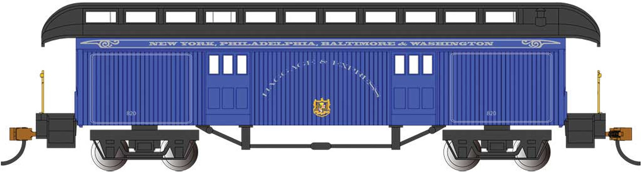 Old-Time Wood Baggage with Round-End Clerestory Roof - Ready to Run -- Baltimore & Ohio (Royal Blue Scheme, blue, black)