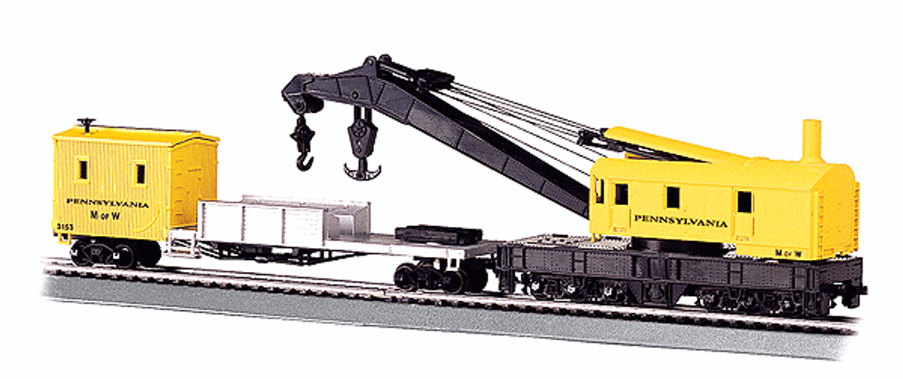 250-Ton Crane Car & Boom Tender - Silver Series(R) -- Pennsylvania Railroad (Yellow)
